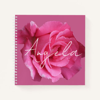 Hübscher Rosa Rosa Blütenname Angela Notizbuch