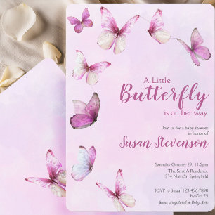 Hübscher Rosa Schmetterling Baby Shower Einladung