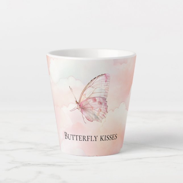 Hübscher rosa Schmetterling in den Wolken Milchtasse (Vorderseite)