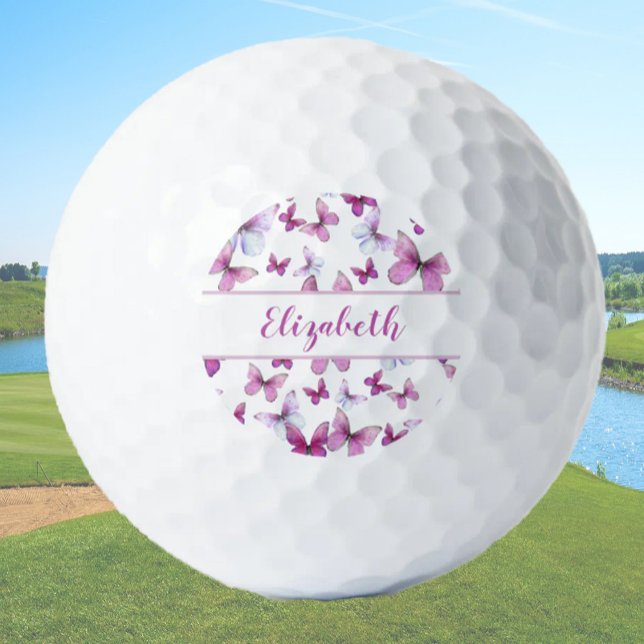 Hübscher rosa Schmetterling mit individuellen Name Golfball (Von Creator hochgeladen)