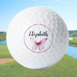 Hübscher rosa Schmetterling mit individuellen Name Golfball