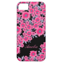 Hübscher, rosa, schwarzer Damast, iPhone-Gehäuse