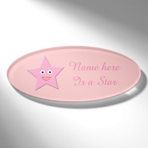Hübscher Rosa-Star-Individuelle Name Namenschild