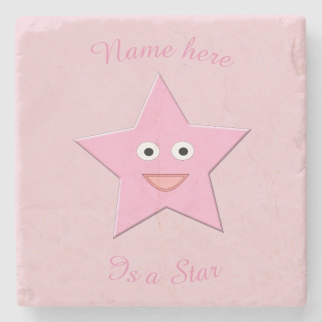 Hübscher rosa-sternförmiger Untersetzer (Vorderseite)