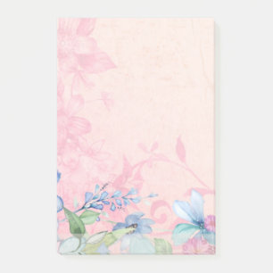 Hübscher rosa und blauer Blumenhintergrund Post-it Klebezettel