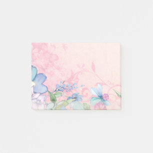 Hübscher rosa und blauer Blumenhintergrund Post-it Klebezettel