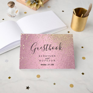 Hübscher Rosa- und Gold-Glitzer Gästebuch