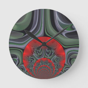 Hübscher roter Aurora-Kunstprint Runde Wanduhr