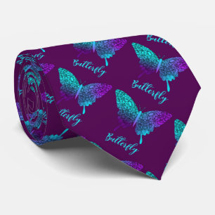 Hübscher Schmetterling Aquamarin Lila Ombre Graph Krawatte