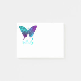 Hübscher Schmetterling Aquamarin Lila Ombre Graphi Post-it Klebezettel