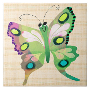 Hübscher Schmetterling in blauer Keramikfliese