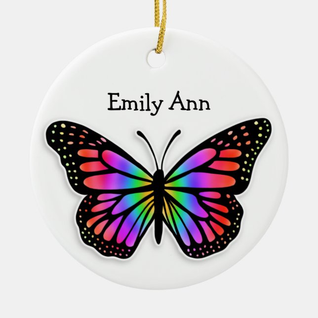 Hübscher Schmetterling Personalisierte Weihnachten Keramik Ornament (Vorne)