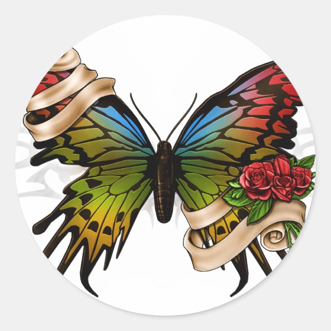Hübscher Schmetterling Runder Aufkleber (Vorderseite)