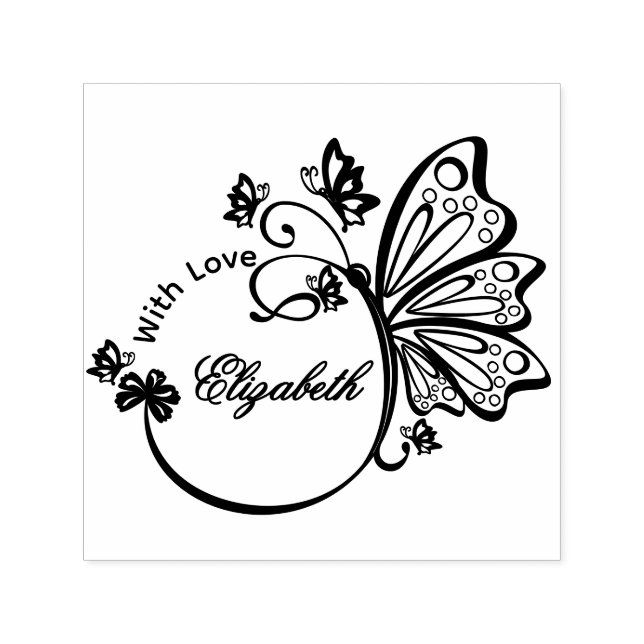 Hübscher Schmetterlingsrahmen "mit Liebe", 8-9-Buc Permastempel (Design)