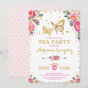 Hübscher Schmetterlingwatercolor-Blumentee-Party Einladung