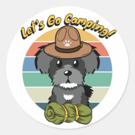 Hübscher Schnauzer will Camping zu gehen Runder Aufkleber
