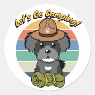 Hübscher Schnauzer will Camping zu gehen Runder Aufkleber