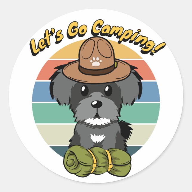 Hübscher Schnauzer will Camping zu gehen Runder Aufkleber (Vorderseite)