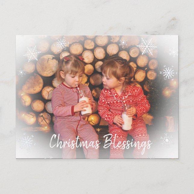 Hübscher Schneeflocken Foto Weihnachten Postkarte (Vorderseite)