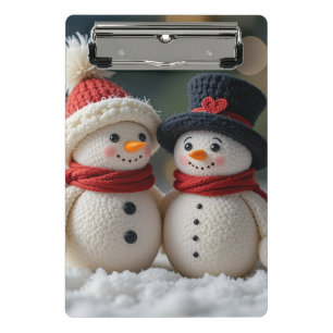 hübscher Schneemann zusammen Mini Klemmbrett