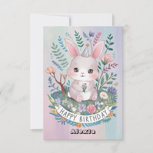 Hübscher schöner Bunny Digital Geburtstag Karte (Vorderseite)