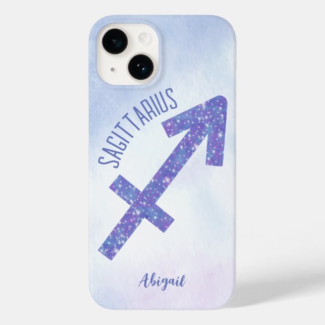 Hübscher Schütze Personalisiertes Lila Unterschrei Case-Mate iPhone 14 Hülle (Rückseite)