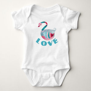 Hübscher Schwan Bunter LOVE Baby-Body Baby Strampler