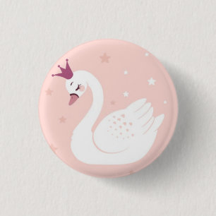 Hübscher Schwan für Mädchen-Tochter-Kinder-Geschen Button