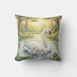 Hübscher Schwan und Babys Fluss- und Seetiere  Kissen