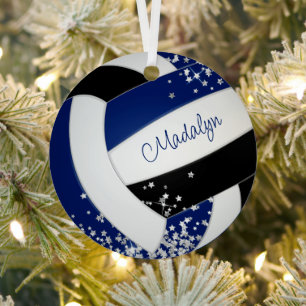 hübscher schwarzer Volleyball Silbersterne Akzent Ornament Aus Metall