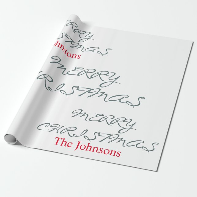 HÜBSCHER SCRIPT MERRY CHRISTMAS PERSONALISIERTER N GESCHENKPAPIER (Ungerollt)