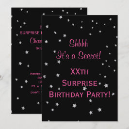 Hübscher Silberstars Überraschung Geburtstag Einladung