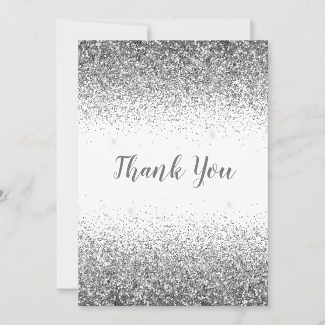 Hübscher Silver Glitzer Einfach Moderne Dankeschön Dankeskarte (Vorderseite)