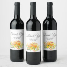 Hübscher Sommer Bouquet Hochzeit Danke Weinlabel