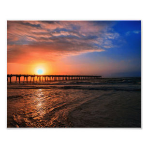 Hübscher Sonnenaufgang über Pensacola Beach Pier Fotodruck