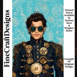 Hübscher Steampunk-Mann Verzierte Jacke P5 Decoupa Seidenpapier