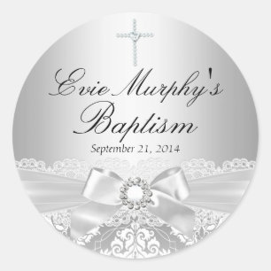 Hübscher Sticker für silberne Damaske und Bow-Tauf