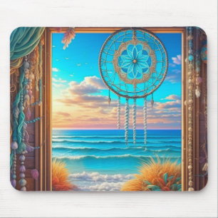 Hübscher Strand-Traumfänger am Fenster  Mousepad