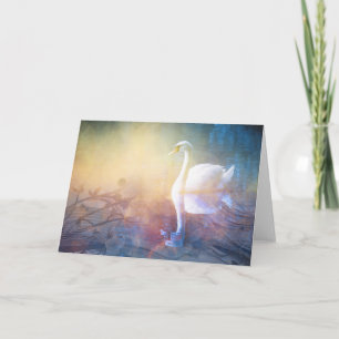 Hübscher Swan auf Fantasy Lake Grußkarte Karte