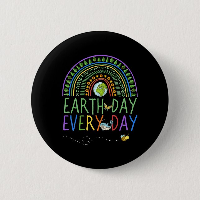 Hübscher Tag der Erde Regenbogen mit Baumausschnit Button (Vorderseite)
