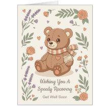 Hübscher Teddybär Gute Besserung Floral Groß