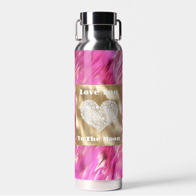 Hübscher Traum Rosa Liebe Gold Glitzer Sparkone Trinkflasche (Vorne)