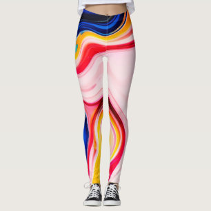 Hübscher trendiger blauer rosa gelber weißer Kunst Leggings