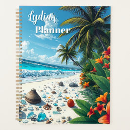 Hübscher tropischer Strand Szene Küste Personalisi Planer