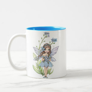 Hübscher Vergissmeinnicht-Blumenfee-Becher Zweifarbige Tasse
