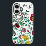 Hübscher Verzierter Blumengarten Personalisierte A iPhone 16 Hülle<br><div class="desc">Hübsches verziertes,  kompaktes Blume Design mit optionaler Personalisierung.</div>