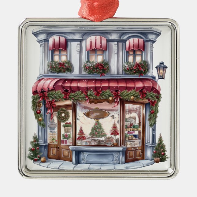 HÜBSCHER VERZIERTER URLAUB CHRISTMAS STOREFRONT ORNAMENT AUS METALL (Vorne)