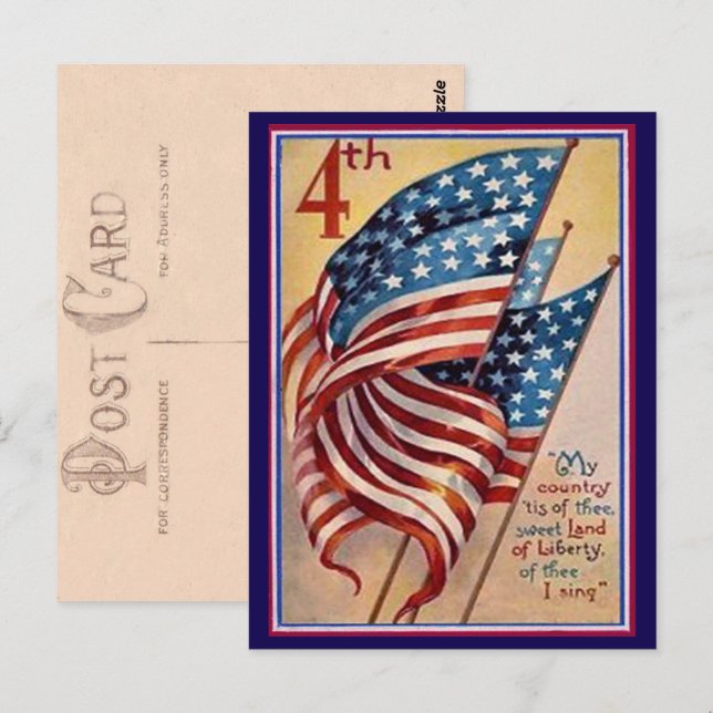 Hübscher Vintager Amerikanische Unabhängigkeitstag Postkarte (Vorne/Hinten)