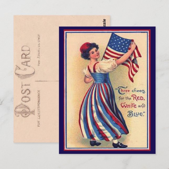 Hübscher Vintager Amerikanische Unabhängigkeitstag Postkarte (Vorne/Hinten)