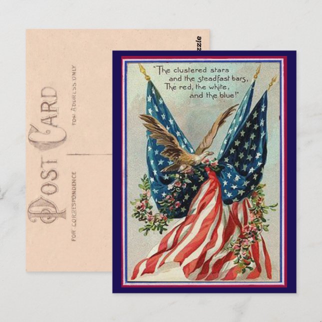 Hübscher Vintager Amerikanische Unabhängigkeitstag Postkarte (Vorne/Hinten)